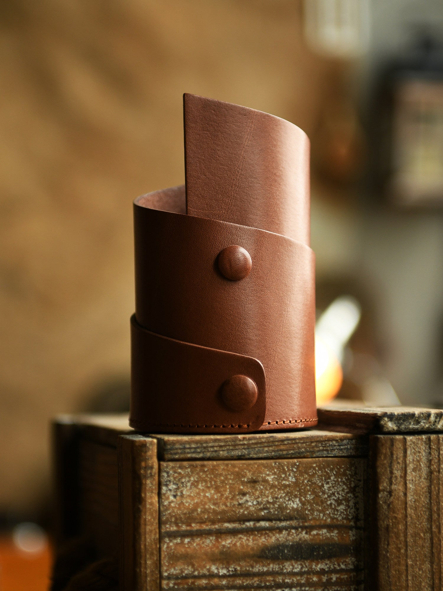 Handmade Cowhide Leather Pen Holder
